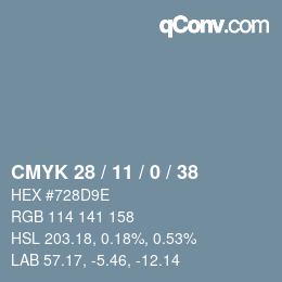 Color code: CMYK 28 / 11 / 0 / 38 | qconv.com