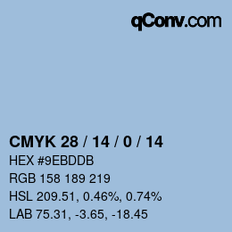 カラーコード: CMYK 28 / 14 / 0 / 14 | qconv.com