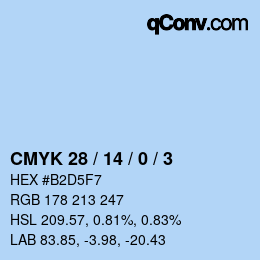 カラーコード: CMYK 28 / 14 / 0 / 3 | qconv.com