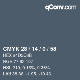 Color code: CMYK 28 / 14 / 0 / 58 | qconv.com