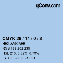 カラーコード: CMYK 28 / 14 / 0 / 8 | qconv.com