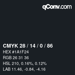 Código de color: CMYK 28 / 14 / 0 / 86 | qconv.com