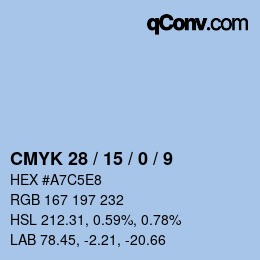 カラーコード: CMYK 28 / 15 / 0 / 9 | qconv.com