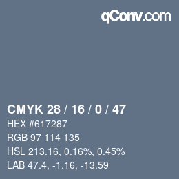 颜色代码: CMYK 28 / 16 / 0 / 47 | qconv.com