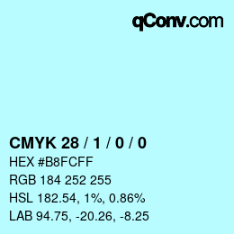 Color code: CMYK 28 / 1 / 0 / 0 | qconv.com