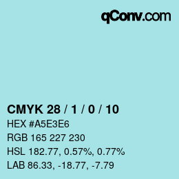 カラーコード: CMYK 28 / 1 / 0 / 10 | qconv.com