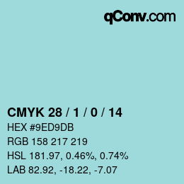 カラーコード: CMYK 28 / 1 / 0 / 14 | qconv.com