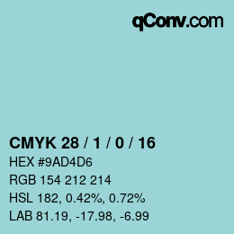 颜色代码: CMYK 28 / 1 / 0 / 16 | qconv.com