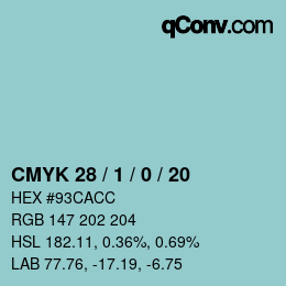 カラーコード: CMYK 28 / 1 / 0 / 20 | qconv.com