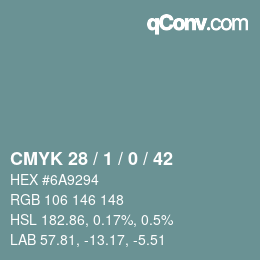 颜色代码: CMYK 28 / 1 / 0 / 42 | qconv.com