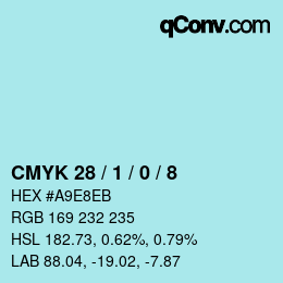 カラーコード: CMYK 28 / 1 / 0 / 8 | qconv.com