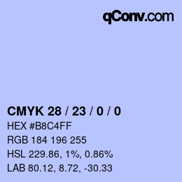 Color code: CMYK 28 / 23 / 0 / 0 | qconv.com