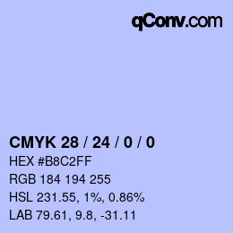 Color code: CMYK 28 / 24 / 0 / 0 | qconv.com