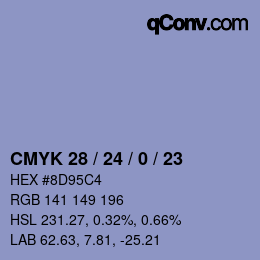 颜色代码: CMYK 28 / 24 / 0 / 23 | qconv.com