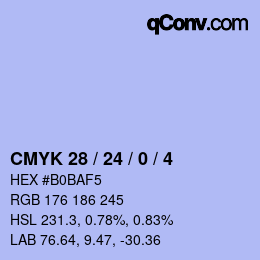 Color code: CMYK 28 / 24 / 0 / 4 | qconv.com