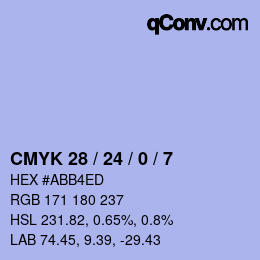 カラーコード: CMYK 28 / 24 / 0 / 7 | qconv.com