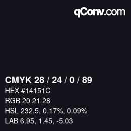 カラーコード: CMYK 28 / 24 / 0 / 89 | qconv.com