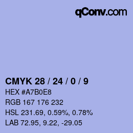 颜色代码: CMYK 28 / 24 / 0 / 9 | qconv.com