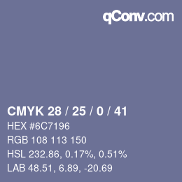 Color code: CMYK 28 / 25 / 0 / 41 | qconv.com