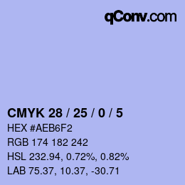 Color code: CMYK 28 / 25 / 0 / 5 | qconv.com