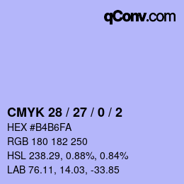 Color code: CMYK 28 / 27 / 0 / 2 | qconv.com