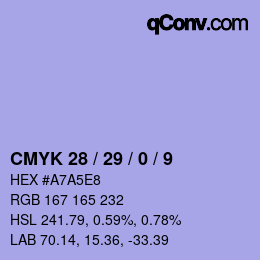 カラーコード: CMYK 28 / 29 / 0 / 9 | qconv.com