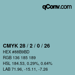 Color code: CMYK 28 / 2 / 0 / 26 | qconv.com