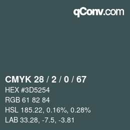 Código de color: CMYK 28 / 2 / 0 / 67 | qconv.com