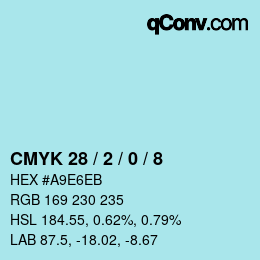 カラーコード: CMYK 28 / 2 / 0 / 8 | qconv.com