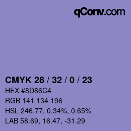 Color code: CMYK 28 / 32 / 0 / 23 | qconv.com