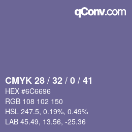 カラーコード: CMYK 28 / 32 / 0 / 41 | qconv.com