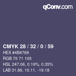 Color code: CMYK 28 / 32 / 0 / 59 | qconv.com