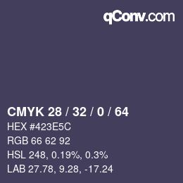 Color code: CMYK 28 / 32 / 0 / 64 | qconv.com