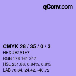 Farbcode: CMYK 28 / 35 / 0 / 3 | qconv.com