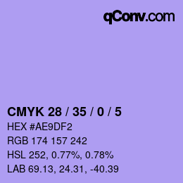 颜色代码: CMYK 28 / 35 / 0 / 5 | qconv.com