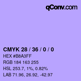 Color code: CMYK 28 / 36 / 0 / 0 | qconv.com
