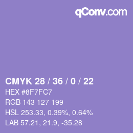 颜色代码: CMYK 28 / 36 / 0 / 22 | qconv.com