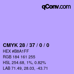 カラーコード: CMYK 28 / 37 / 0 / 0 | qconv.com