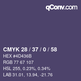 Código de color: CMYK 28 / 37 / 0 / 58 | qconv.com