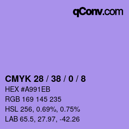 カラーコード: CMYK 28 / 38 / 0 / 8 | qconv.com