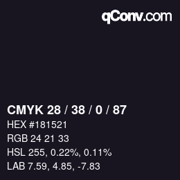 Farbcode: CMYK 28 / 38 / 0 / 87 | qconv.com