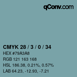 颜色代码: CMYK 28 / 3 / 0 / 34 | qconv.com