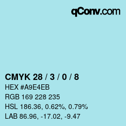 カラーコード: CMYK 28 / 3 / 0 / 8 | qconv.com
