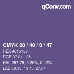 Color code: CMYK 28 / 40 / 0 / 47 | qconv.com