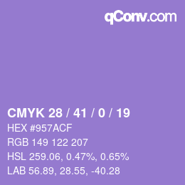 颜色代码: CMYK 28 / 41 / 0 / 19 | qconv.com