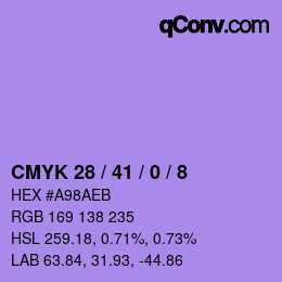 Color code: CMYK 28 / 41 / 0 / 8 | qconv.com