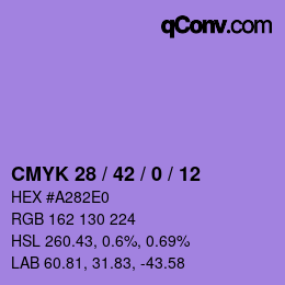 Color code: CMYK 28 / 42 / 0 / 12 | qconv.com