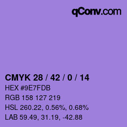 Color code: CMYK 28 / 42 / 0 / 14 | qconv.com