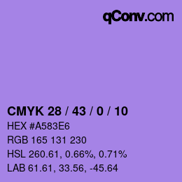 Color code: CMYK 28 / 43 / 0 / 10 | qconv.com
