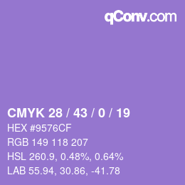 颜色代码: CMYK 28 / 43 / 0 / 19 | qconv.com